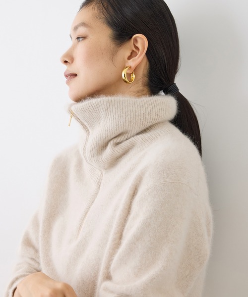 ROPE'（ロペ）の「フォックスカシミヤハーフジップニット（ニット/セーター・レディース・ベージュ/サックスブルー/ブラウン/ネイビー・38）」の7枚目の写真