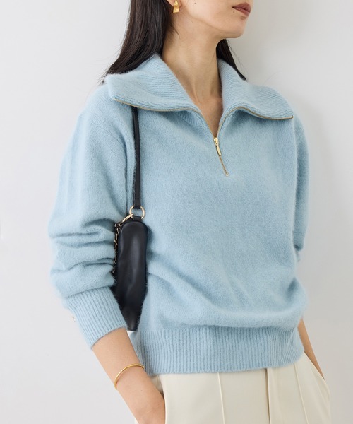 ROPE'（ロペ）の「フォックスカシミヤハーフジップニット（ニット/セーター・レディース・ベージュ/サックスブルー/ブラウン/ネイビー・38）」の22枚目の写真