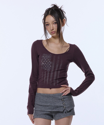 USA STAR CROP LONG SLEEVE_PURPLE