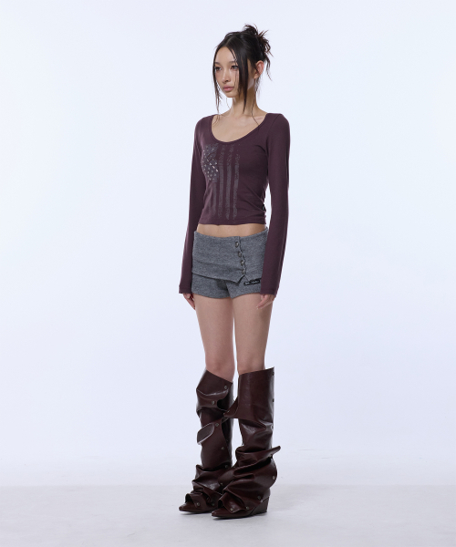 GILAARCHIVE(ギラアーカイブ)の「USA STAR CROP LONG SLEEVE_PURPLE(Tシャツ/カットソー・レディース・その他・FREE)」の2枚目の写真