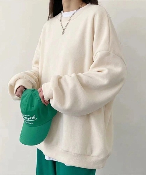 yuue' ( wear )（ユーイ）の「裏起毛オーバーサイズスウェット/プルオーバー（スウェット・レディース・ダークブラウン/グレー/グレイッシュベージュ/チャコールグレー/アイボリー/ブラック・FREE）」の8枚目の写真