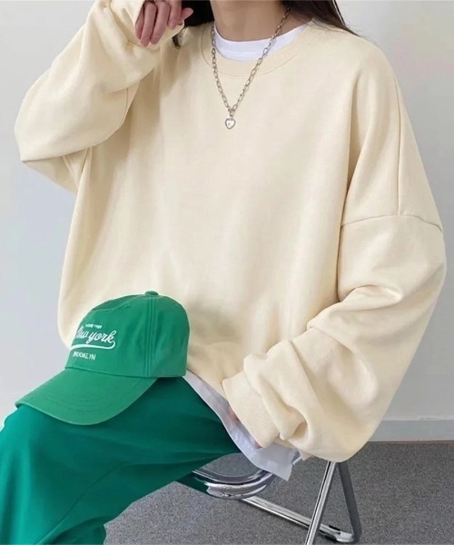yuue' ( wear )（ユーイ）の「裏起毛オーバーサイズスウェット/プルオーバー（スウェット・レディース・ダークブラウン/グレー/グレイッシュベージュ/チャコールグレー/アイボリー/ブラック・FREE）」の12枚目の写真