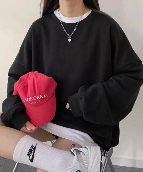 yuue' ( wear )（ユーイ）の「裏起毛オーバーサイズスウェット/プルオーバー（スウェット・レディース・ダークブラウン/グレー/グレイッシュベージュ/チャコールグレー/アイボリー/ブラック・FREE）」の17枚目の写真