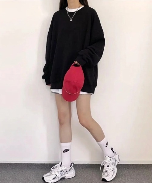 yuue' ( wear )（ユーイ）の「裏起毛オーバーサイズスウェット/プルオーバー（スウェット・レディース・ダークブラウン/グレー/グレイッシュベージュ/チャコールグレー/アイボリー/ブラック・FREE）」の20枚目の写真