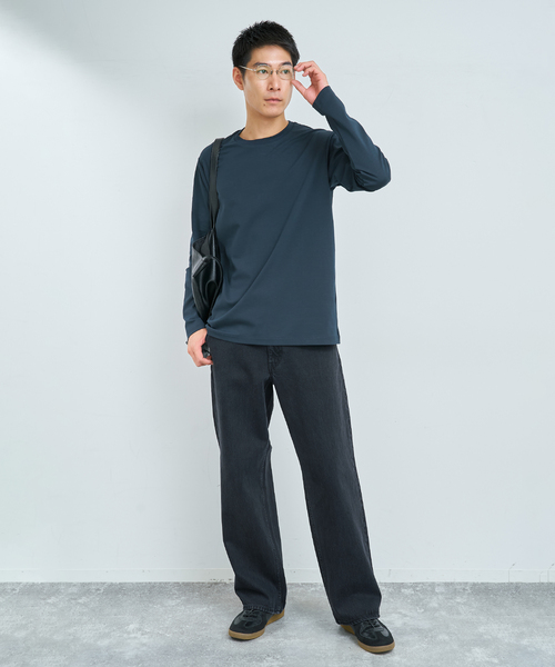 B.C STOCK(ベーセーストック)の「32G PONTE L/S TEE(Tシャツ/カットソー・メンズ・ブラック/ホワイト/チャコールグレー/ネイビー・MEDIUM/SMALL/LARGE/X-LARGE)」の5枚目の写真