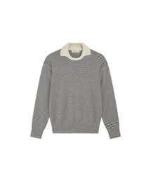 SIKN2207 ウールブレンド プレッピーストライプ ニット_Cream