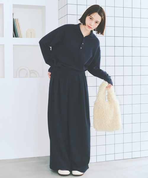 COLORME(カラーミー)の「【野崎智子 着用】タック入りワイドパンツ(その他パンツ・レディース・チャコール/ネイビー・M/S)」の8枚目の写真