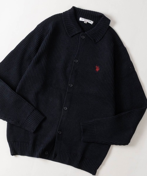 JOHN'S CLOSET(ジョンズクローゼット)の「【18】〔U.S.POLO ASSN/ユーエスポロアッスン〕メランジニット ポロカーディガン ユニセックス/メンズ/レディース(カーディガン/ボレロ・メンズ・ブラック/ネイビー/ブラウン/ブルー/アイボリー/ワインレッド・MEDIUM/LARGE)」の4枚目の写真