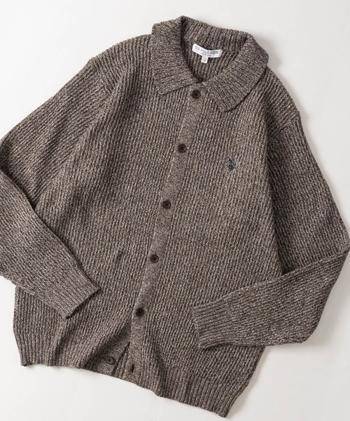 JOHN'S CLOSET(ジョンズクローゼット)の「【18】〔U.S.POLO ASSN/ユーエスポロアッスン〕メランジニット ポロカーディガン ユニセックス/メンズ/レディース(カーディガン/ボレロ・メンズ・ブラック/ネイビー/ブラウン/ブルー/アイボリー/ワインレッド・MEDIUM/LARGE)」の3枚目の写真