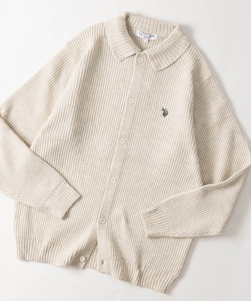 JOHN'S CLOSET(ジョンズクローゼット)の「【18】〔U.S.POLO ASSN/ユーエスポロアッスン〕メランジニット ポロカーディガン ユニセックス/メンズ/レディース(カーディガン/ボレロ・メンズ・ブラック/ネイビー/ブラウン/ブルー/アイボリー/ワインレッド・MEDIUM/LARGE)」の1枚目の写真
