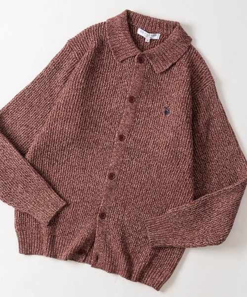 JOHN'S CLOSET(ジョンズクローゼット)の「【18】〔U.S.POLO ASSN/ユーエスポロアッスン〕メランジニット ポロカーディガン ユニセックス/メンズ/レディース(カーディガン/ボレロ・メンズ・ブラック/ネイビー/ブラウン/ブルー/アイボリー/ワインレッド・MEDIUM/LARGE)」の6枚目の写真