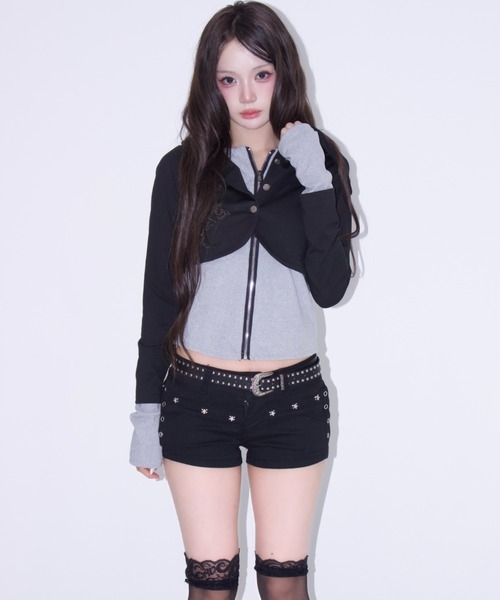 REINE NOIRE（レーヌノワール）の「sharp layered tops./シャープレイヤードトップス（その他トップス・レディース・ブラック×グレー・FREE）」の7枚目の写真