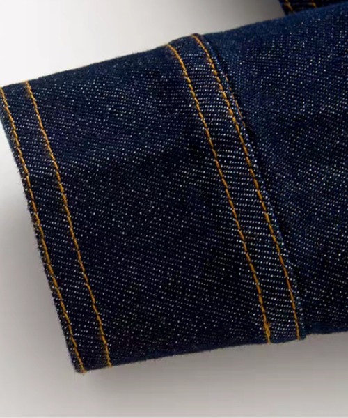 les fees love filles（レフェラブフィユ）の「Cropped Lapel Denim Jacket（デニムジャケット・レディース・ブルー・MEDIUM/SMALL/LARGE）」の6枚目の写真