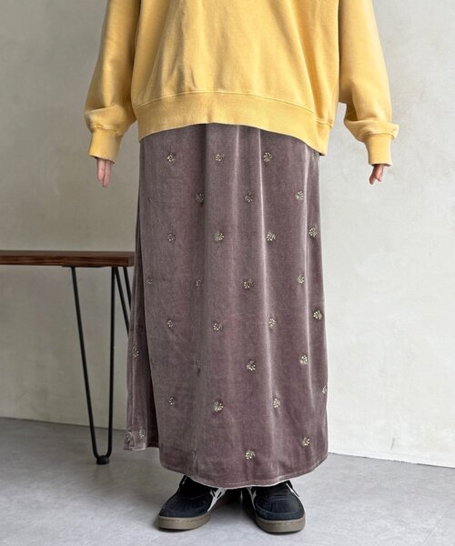 CPCM(シーピーシーエム)の「【セットアップ着用可】小花刺繍ベロアナロースカート(スカート・レディース・ブラウン/ベージュ/ブラック・FREE)」の19枚目の写真