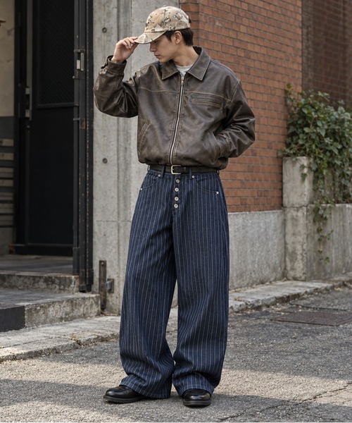 SPINNS（スピンズ）の「【セットアップ対応】13.5oz フロントドーナッツボタンワイドデニムパンツ/ヒッコリーストライプ/ダック素材（デニムパンツ・メンズ・ブルー系その他2/ブラック系その他2/ブルー系その他/ブラック系その他・L/M）」の19枚目の写真