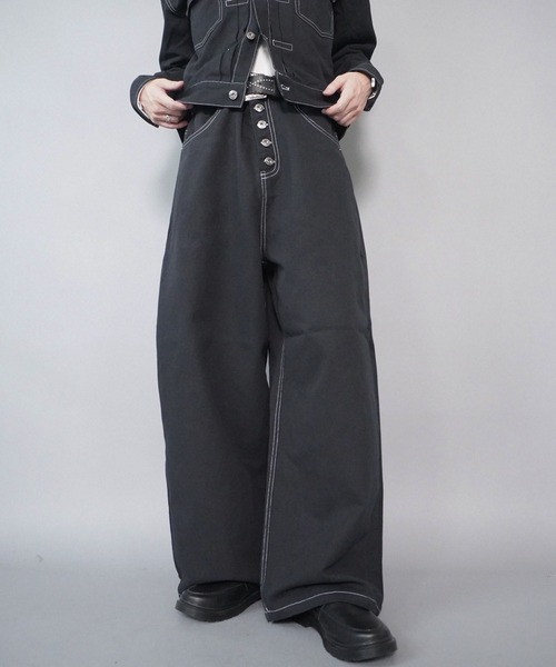 SPINNS（スピンズ）の「【セットアップ対応】13.5oz フロントドーナッツボタンワイドデニムパンツ/ヒッコリーストライプ/ダック素材（デニムパンツ・メンズ・ブルー系その他2/ブラック系その他2/ブルー系その他/ブラック系その他・L/M）」の17枚目の写真