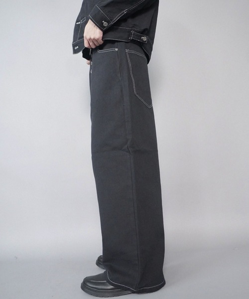 SPINNS（スピンズ）の「【セットアップ対応】13.5oz フロントドーナッツボタンワイドデニムパンツ/ヒッコリーストライプ/ダック素材（デニムパンツ・メンズ・ブルー系その他2/ブラック系その他2/ブルー系その他/ブラック系その他・L/M）」の7枚目の写真