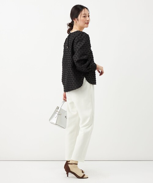 NOLLEY’S（ノーリーズ）の「《防シワ》ウォッシャブルウール調テーパードパンツ（その他パンツ・レディース・ピンク/ブラック/オフホワイト・38/36/34）」の5枚目の写真