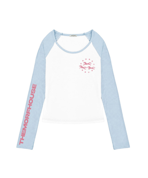 THEMORFHOUSE(ザモーフハウス)の「three ホースプリント配色 Uネック ロングスリーブ ネイビー(Tシャツ/カットソー・レディース・その他・MEDIUM)」の3枚目の写真