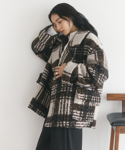 Firsthand（ファーストハンド）の「限定展開 Firsthand/ファーストハンド ボアチェックジャケット（その他アウター・レディース・ブラウン/ブラック・FREE）」の22枚目の写真