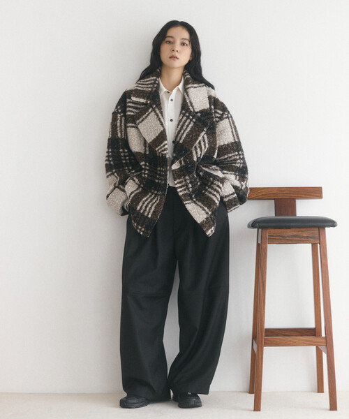 Firsthand（ファーストハンド）の「限定展開 Firsthand/ファーストハンド ボアチェックジャケット（その他アウター・レディース・ブラウン/ブラック・FREE）」の14枚目の写真