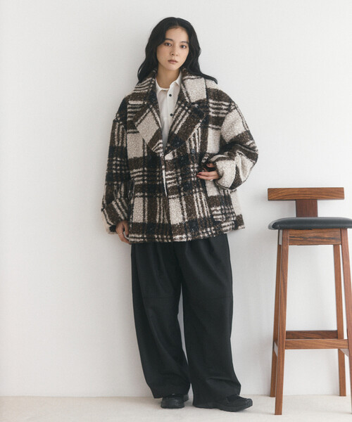 Firsthand（ファーストハンド）の「限定展開 Firsthand/ファーストハンド ボアチェックジャケット（その他アウター・レディース・ブラウン/ブラック・FREE）」の13枚目の写真