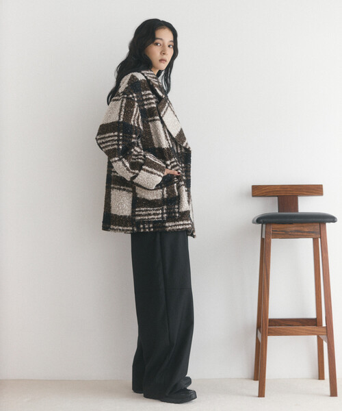 Firsthand（ファーストハンド）の「限定展開 Firsthand/ファーストハンド ボアチェックジャケット（その他アウター・レディース・ブラウン/ブラック・FREE）」の12枚目の写真