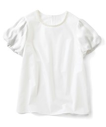 IEDIT | ララ・ステラ 一枚で華やぐシアーパフスリーブのビジュー付きフェミニンブラウス(シャツ/ブラウス)