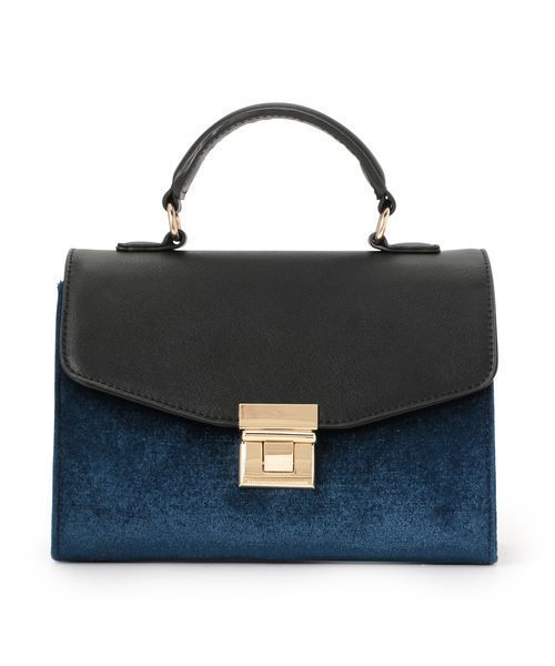 VIS（ビス）の「【mina1月号掲載】ベルベットコンビワンハンドショルダーバッグ（ショルダーバッグ・レディース・ダークブラウン/ブルー・FREE）」の2枚目の写真