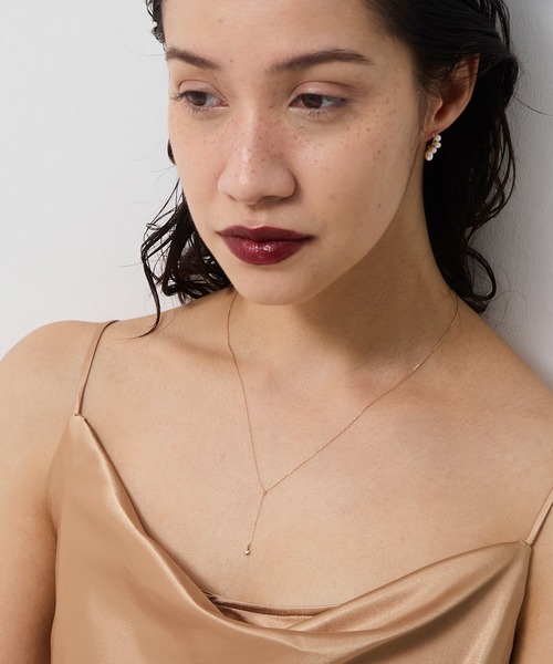 K10】ロングY字ダイヤモンドネックレス/金属アレルギー対応