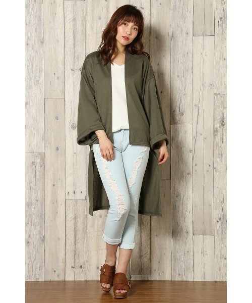 VENCEEXCHANGE（ヴァンスエクスチェンジ）の「ステップヘムワイドスリーブガウン            （カーディガン/ボレロ・レディース・ダークカーキ/ブラック/グレー/その他21・MEDIUM）」の3枚目の写真