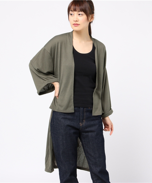 VENCEEXCHANGE（ヴァンスエクスチェンジ）の「ステップヘムワイドスリーブガウン            （カーディガン/ボレロ・レディース・ダークカーキ/ブラック/グレー/その他21・MEDIUM）」の15枚目の写真