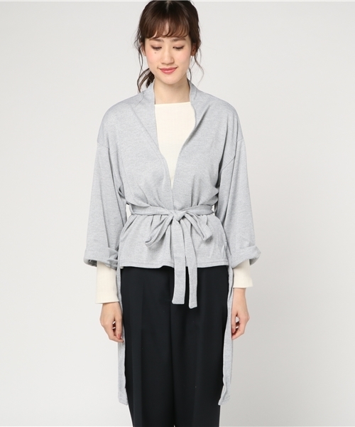 VENCEEXCHANGE（ヴァンスエクスチェンジ）の「ステップヘムワイドスリーブガウン            （カーディガン/ボレロ・レディース・ダークカーキ/ブラック/グレー/その他21・MEDIUM）」の5枚目の写真