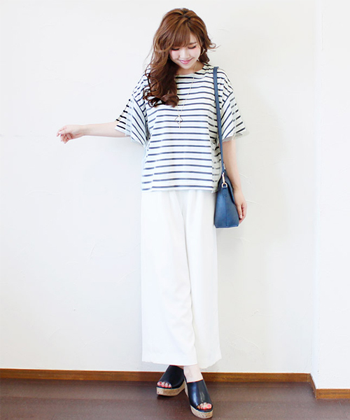 BLUEEAST（ブルーイースト）の「スリット入りフレアーボリューム袖チュール重ねボーダーカットソー（Tシャツ/カットソー・レディース・レッド/ネイビー/オフホワイト・MEDIUM）」の22枚目の写真