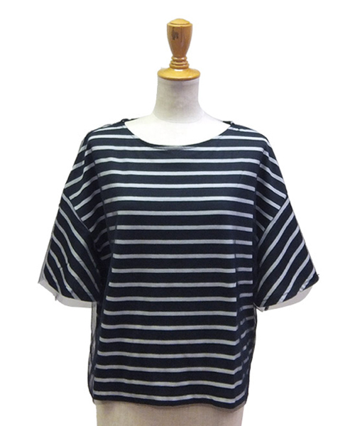 BLUEEAST（ブルーイースト）の「スリット入りフレアーボリューム袖チュール重ねボーダーカットソー（Tシャツ/カットソー・レディース・レッド/ネイビー/オフホワイト・MEDIUM）」の20枚目の写真