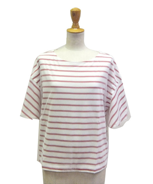 BLUEEAST（ブルーイースト）の「スリット入りフレアーボリューム袖チュール重ねボーダーカットソー（Tシャツ/カットソー・レディース・レッド/ネイビー/オフホワイト・MEDIUM）」の21枚目の写真