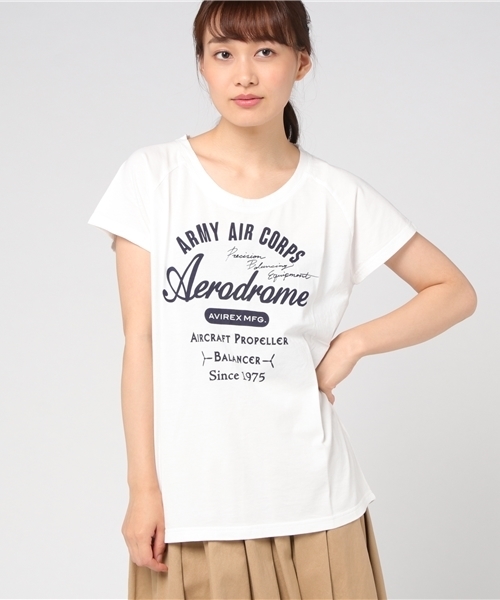 AVIREX(アヴィレックス)の「avirex/ アヴィレックス/ ARMY AIR CORP TEE/ アーミー エアコープ ティーシャツ(Tシャツ/カットソー・レディース・ネイビー/オフホワイト・FREE)」の1枚目の写真