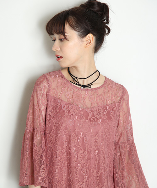 Honeys(ハニーズ)の「レースプルオーバー(Tシャツ/カットソー・レディース・アイボリー/ブラック/ピンク・L/M)」の12枚目の写真