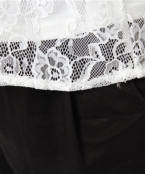 Honeys(ハニーズ)の「レースプルオーバー(Tシャツ/カットソー・レディース・アイボリー/ブラック/ピンク・L/M)」の10枚目の写真