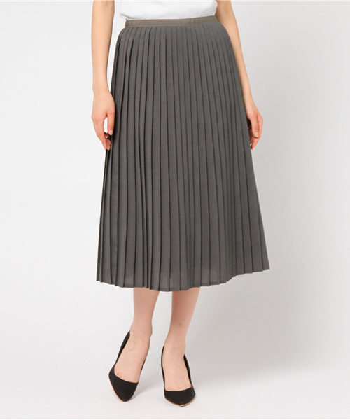 un dix cors（アンディコール）の「ドライポプリンプリーツスカート（スカート・レディース・キャメル/チャコールグレー・ﾌﾘ-）」の2枚目の写真