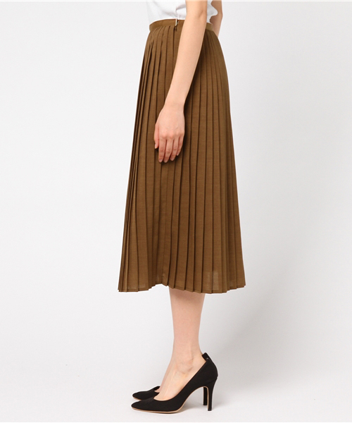 un dix cors（アンディコール）の「ドライポプリンプリーツスカート（スカート・レディース・キャメル/チャコールグレー・ﾌﾘ-）」の4枚目の写真