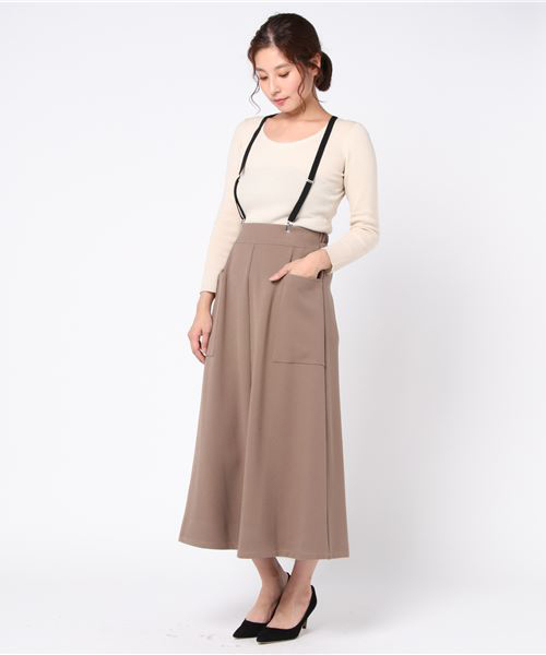 archives（アルシーヴ）の「サス付きロングフレアスカート（スカート・レディース・パープル/モカ/カーキ・MEDIUM）」の11枚目の写真