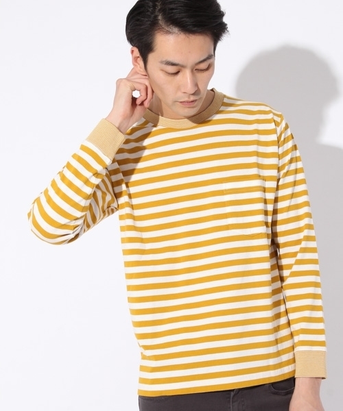 niko and...（ニコアンド）の「USAコットンボーダーロングスリーブTシャツ（Tシャツ/カットソー・メンズ・ネイビー/グレー/レッド/イエロー・MEDIUM/LARGE）」の4枚目の写真