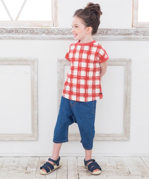 BREEZE（ブリーズ）の「ネット限定手書きギンガムチェックTシャツ（Tシャツ/カットソー・キッズ・ブラック/レッド/グリーン・90/100/110/120/80/130/95/140）」の7枚目の写真