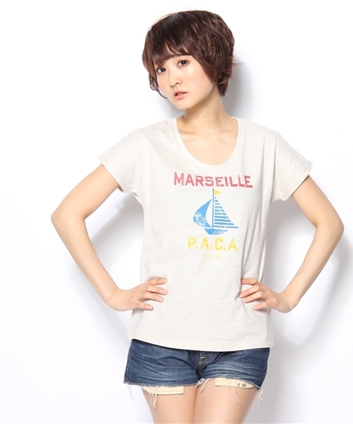 SHIPS for women(シップスフォーウィメン)の「★★liflattie:プリントTシャツ(Tシャツ/カットソー・レディース・ナチュラル/ダークグレー/グリーン・ONE SIZE)」の3枚目の写真