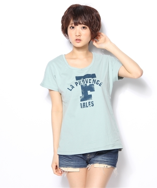 SHIPS for women(シップスフォーウィメン)の「★★liflattie:プリントTシャツ(Tシャツ/カットソー・レディース・ナチュラル/ダークグレー/グリーン・ONE SIZE)」の1枚目の写真