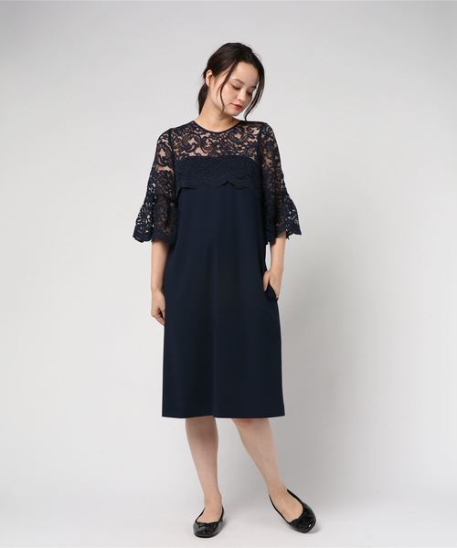 TRUDEA(トルディア)の「上身レース袖フレアIラインワンピース / 結婚式・成人式・謝恩会ワンピース・パーティードレス(ドレス・レディース・ブルー/ネイビー/ライトグレー・MEDIUM/LARGE/X-LARGE)」の2枚目の写真