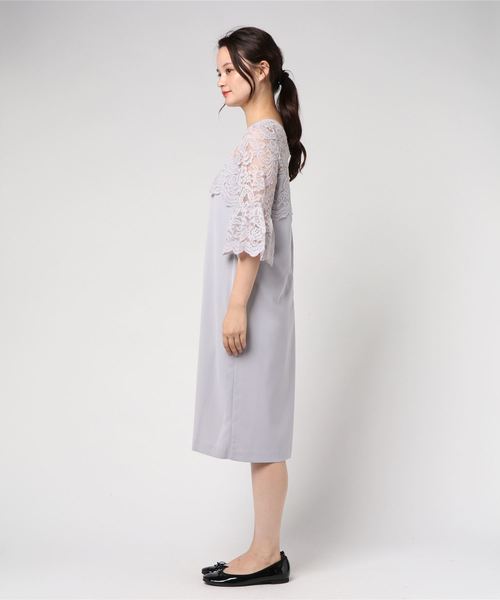 TRUDEA(トルディア)の「上身レース袖フレアIラインワンピース / 結婚式・成人式・謝恩会ワンピース・パーティードレス(ドレス・レディース・ブルー/ネイビー/ライトグレー・MEDIUM/LARGE/X-LARGE)」の4枚目の写真