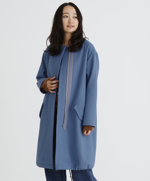 Munich（ミューニック）の「スーパー100'Sライトメルトノーカラーコート（モッズコート・レディース・ベージュ/カーキ/ブルー/チャコールグレー・S/XS）」の4枚目の写真