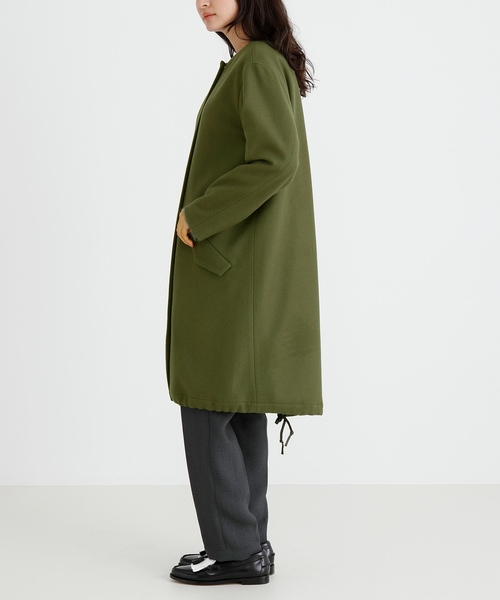 Munich（ミューニック）の「スーパー100'Sライトメルトノーカラーコート（モッズコート・レディース・ベージュ/カーキ/ブルー/チャコールグレー・S/XS）」の12枚目の写真